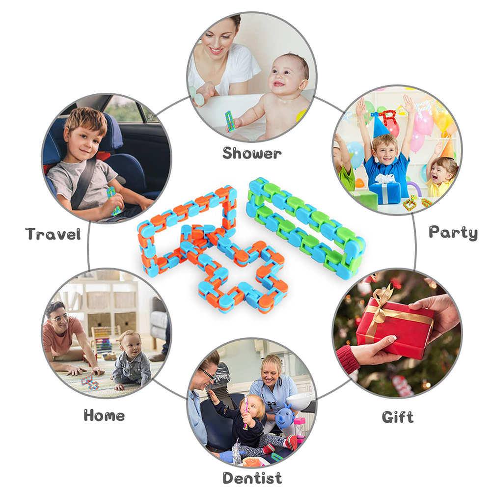 Fidget Toy Magic Cube 24 Links Wacky Tracks 3D Puzzle Tangram Bicycle Chain Anti Stress Sensory Educational Game Christmas Gift for Kid Adult Child Bo