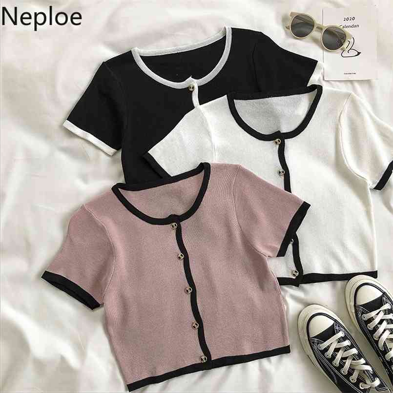 Neploe Korean Knit Cardigan TShirts Short Sleeve Cropped Tops Woman Tees Fashion Summer Femme Patchwork T 210708, White
Neploe Korean Knit Cardigan TShirts Short Sleeve Cropped Tops Woman Tees Fashion Summer Femme Patchwork T 210708, White