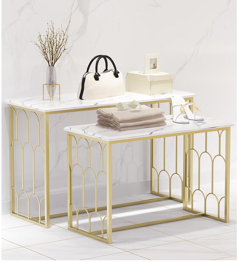 Window display table Commercial Furniture of clothing store women's clothes exhibition rack nano gold solid wood water tables