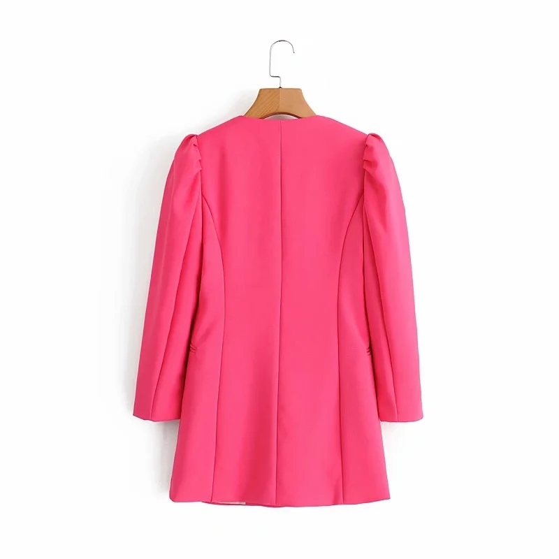 fashion women long suits autumn pink v-neck female jackets casual button-fly ladies coats sleeve girls jacket 210430