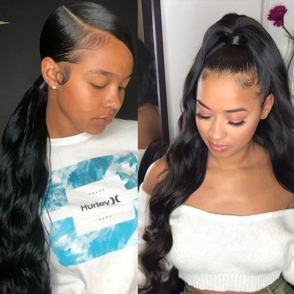Wrap Around Ponytail Human Hair Brazilian Magic Paste Pony Tail Extensions Body Wave Remy Hairpieces For african Women 4colors 140g