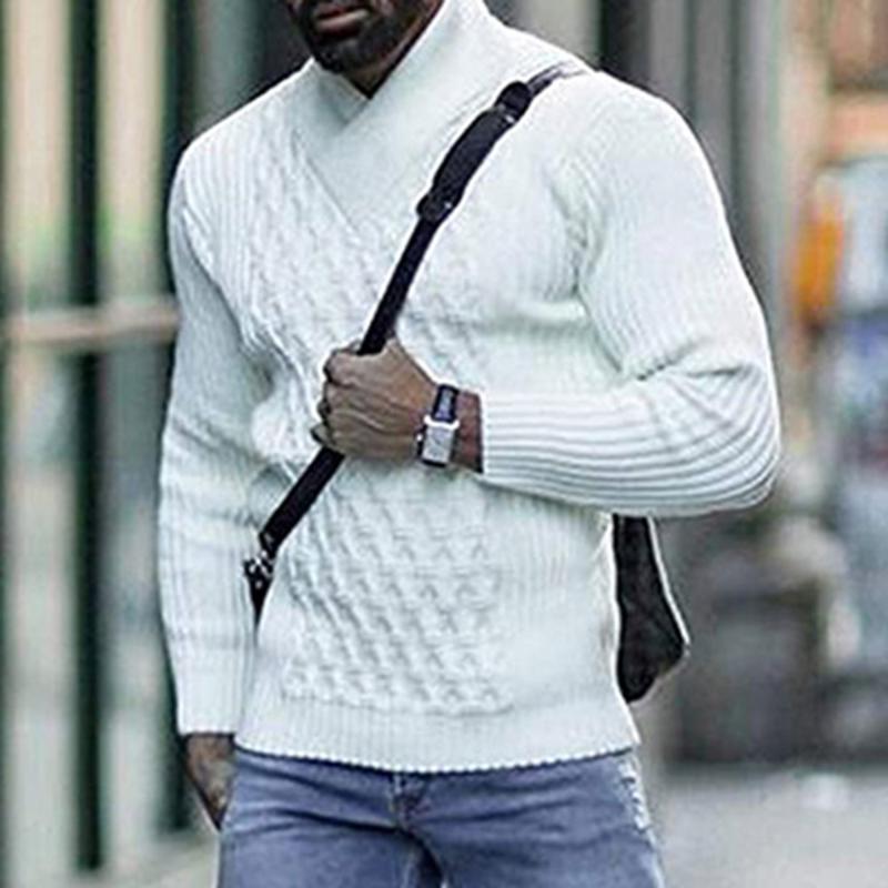 Men's Sweaters Western Style 2021 Autumn Winter Men Solid Color Long Sleeve Knitting Sweater Fashion Casual Turtleneck Menswear