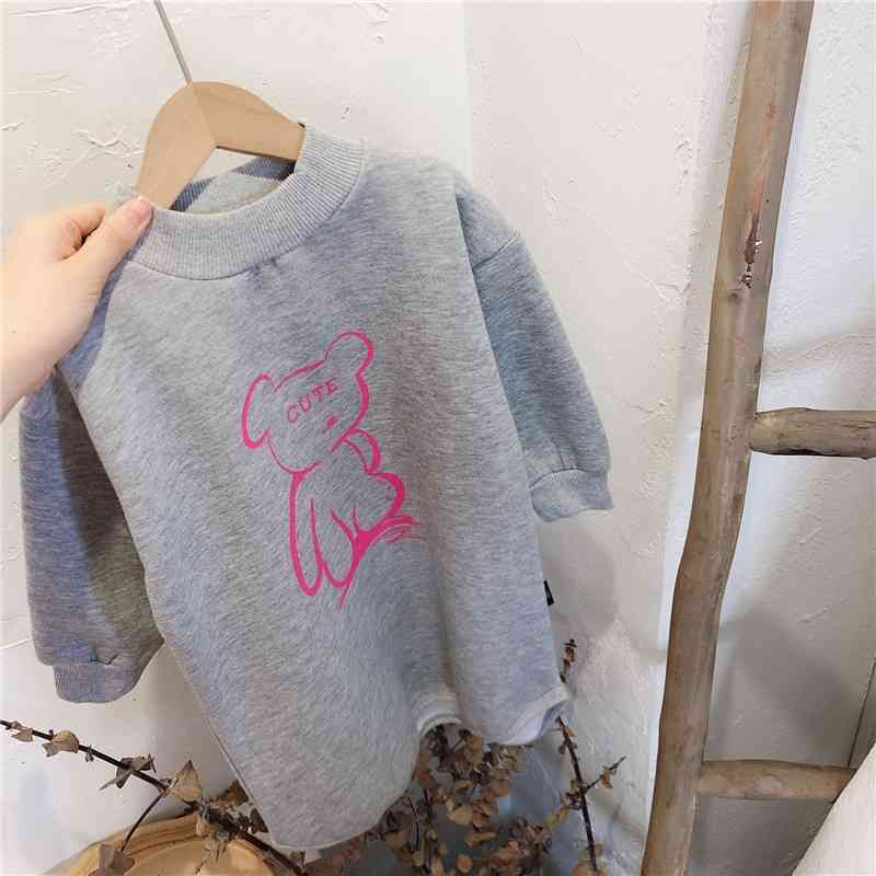 Gooporson Winter Warm Toddler Girls Clothes Fleece Long Sweatshirt Cute Bear Children Outfits Fashion Korean Little Girl Costume 210508