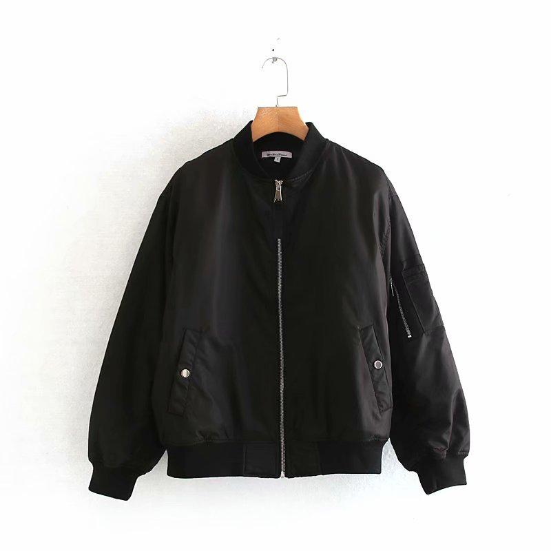 Women's Round Neck Long Sleeve Pilot Baseball Uniform Korean Style Simple Zipper Motorcycle Fashion Chic Female Jacket Coat 210507