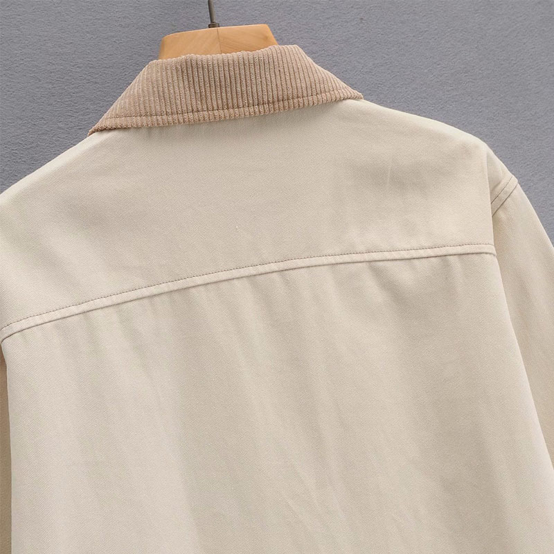 Solid Color Double Pocket Single Breasted Chic Female Coat Korean Version Simple Stitching Long-sleeved Women's Jacket 210507