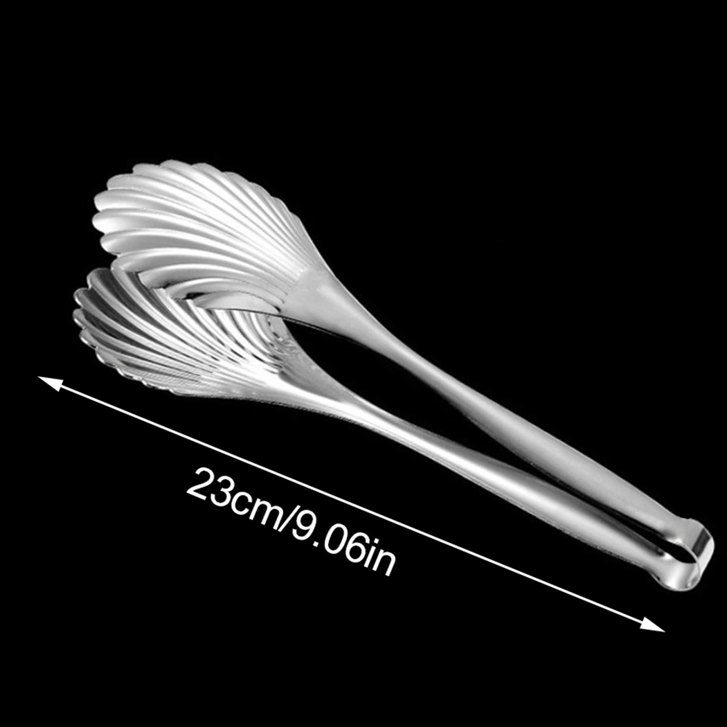 Food Tong Stainless Steel Versatile Shell Shape Bread Tongs Cooking Clip Clamp Salad Tools Grill Kitchen RRD7712 Free shipping
