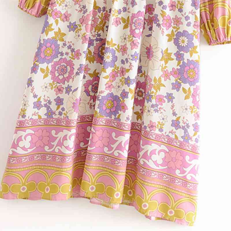 beauty Boho Floral Print Summer Long Dress Women Holiday Chic Sleeve Loose Maxi Dresses Female Vestido De Moda 210514