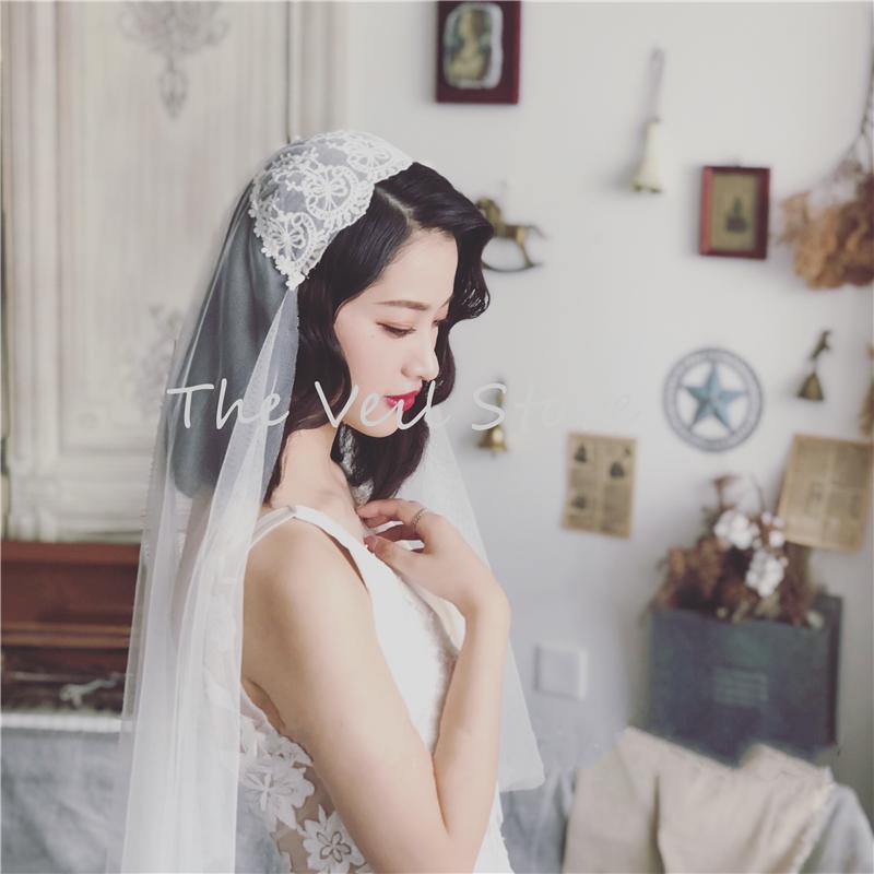 Bridal Veils Ivory Vintage Juliet Cap Wedding Embroided Lace For Brides Short One Layer Velos De Novia Voile Mariee Longue, Black 
Bridal Veils Ivory Vintage Juliet Cap Wedding Embroided Lace For Brides Short One Layer Velos De Novia Voile Mariee Longue, Black