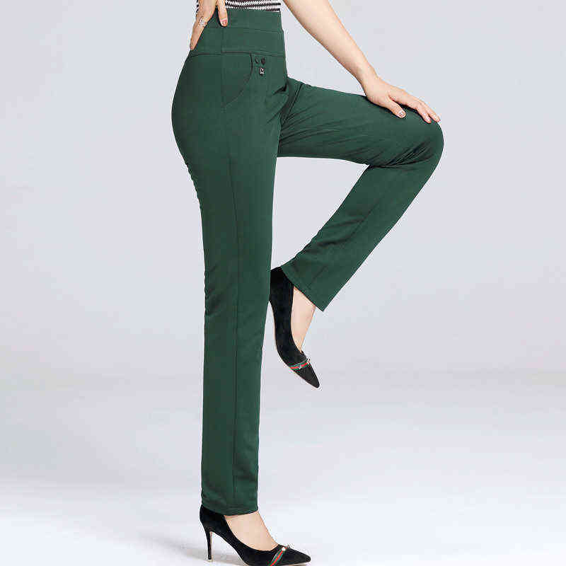 Women Pants Spring Fall plus size Straight Slim Casual Female Stretch Trousers black fashion Jeans office 211115