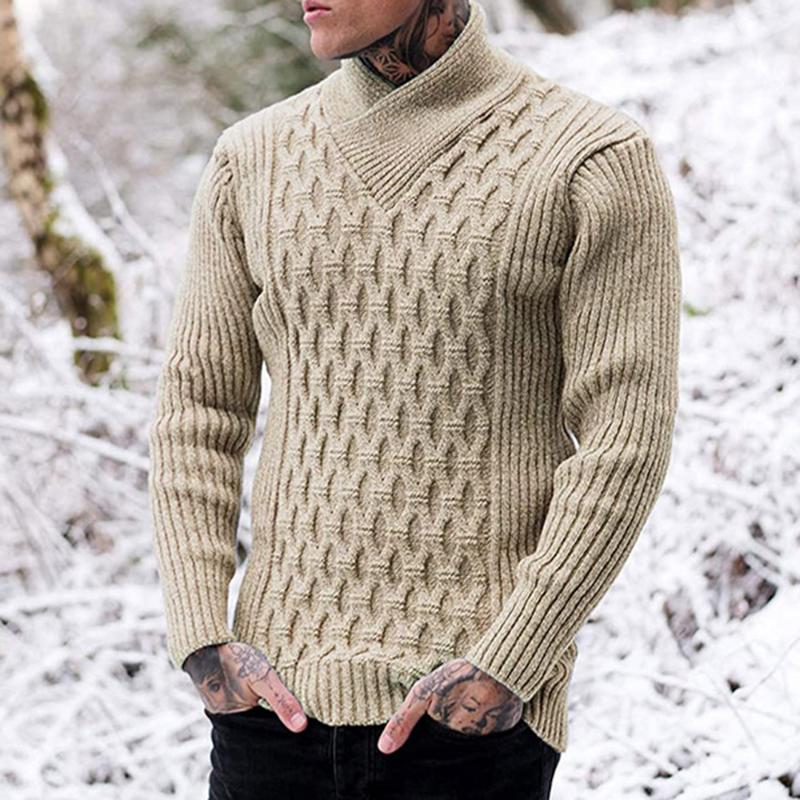 Men's Sweaters Western Style 2021 Autumn Winter Men Solid Color Long Sleeve Knitting Sweater Fashion Casual Turtleneck Menswear