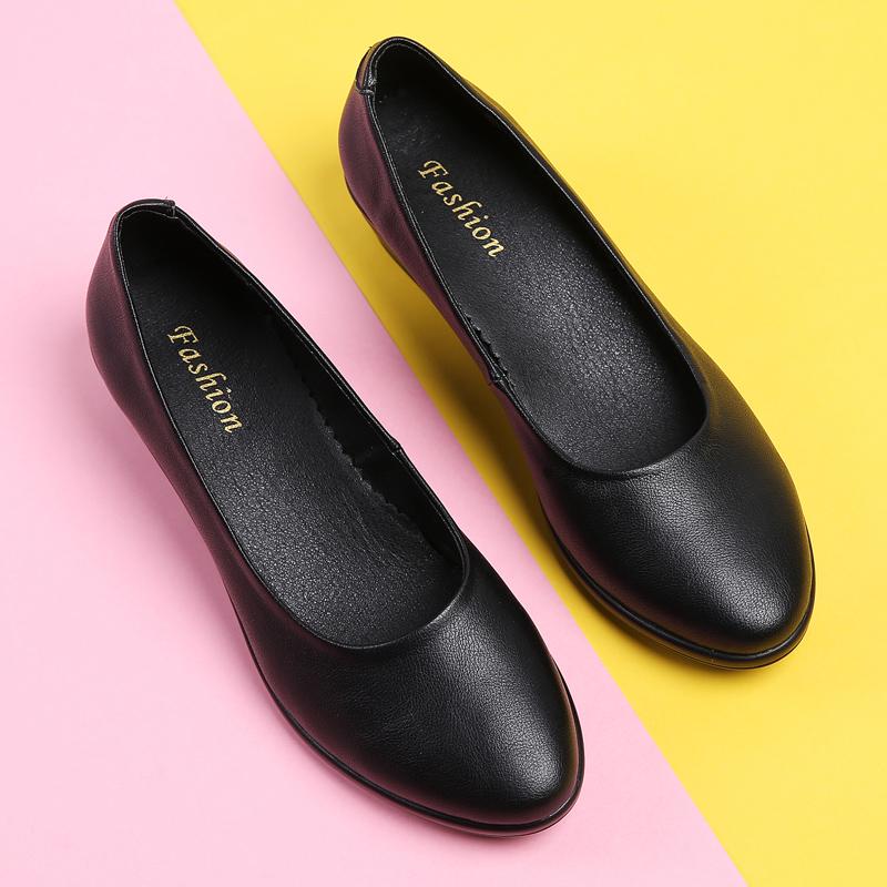 Women Shallow Office Work Loafers Round Toe Soft Comfortable Casual Convenient Slip On Walking