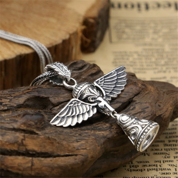 Handmade 925 sterling silver angel wings pendants without chain American European punk gothic antique vintage designer luxury fine jewelry accessories
