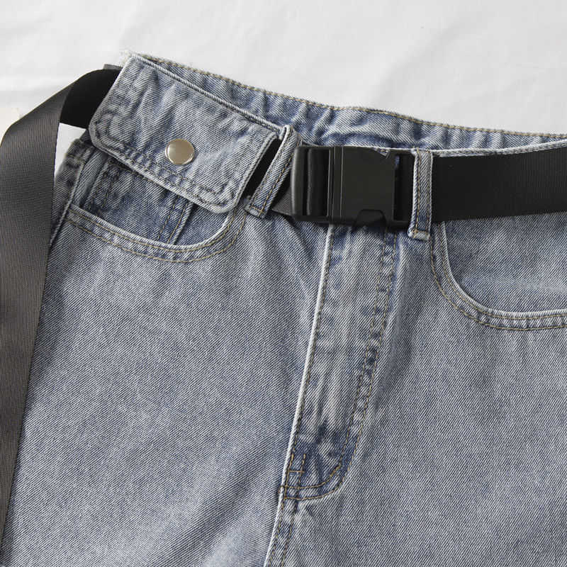 Ailegogo Summer Women High Waist Black Blue Denim Shorts Casual Female Hole Solid Color Plus Size 2xl Jeans With Belt 210714