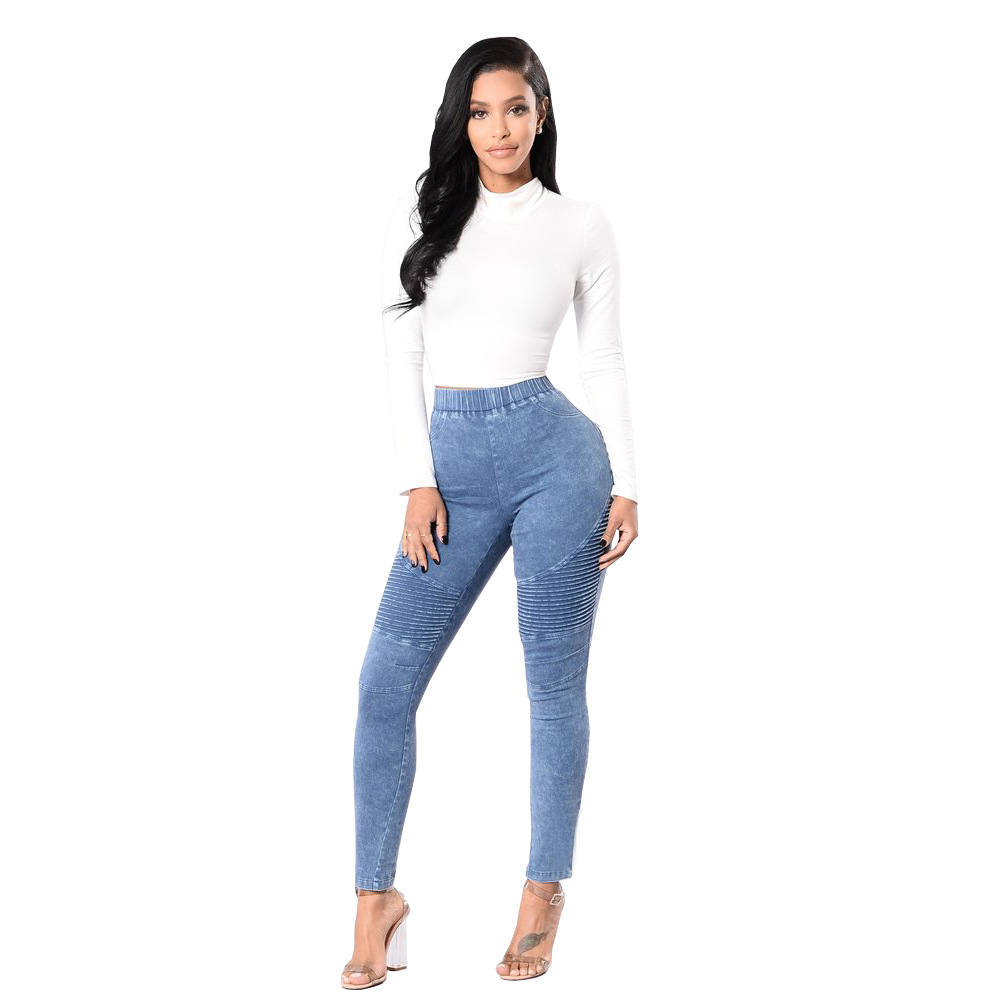 Women Denim Skinny Jeggings Pants High Waist Stretch Jeans Slim Pencil Trousers jeans femme
