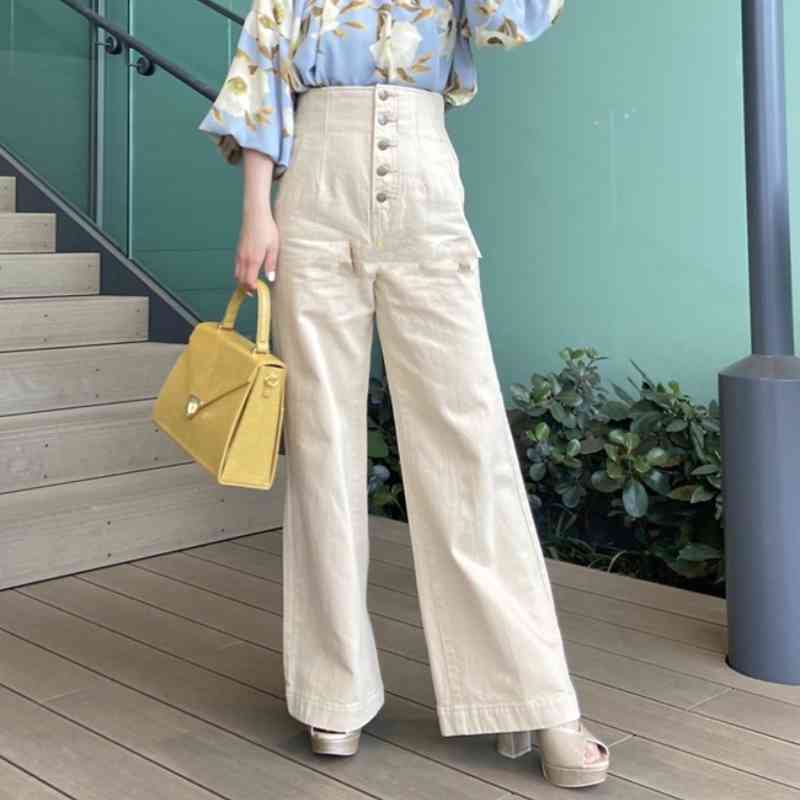 Vintage Office Lady Back Cross Strap Denim Pants Simple High Waist Wide Leg Casual Vaqueros Mujer Trendy All Match Jeans 210525