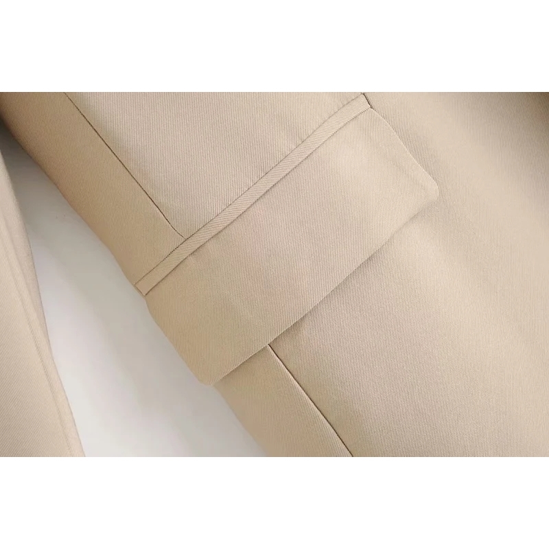 vintage ladies pocket suits autumn cream fashion women jackets singe-button female coats casual girls notched jacket 210430