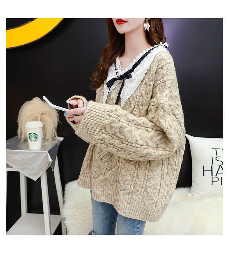 H.SA Women Sweater Jumpers Korean Fashion Turn Down Collar Pull Sweaters Knit Pullover Oversized Women Jumpers 210716