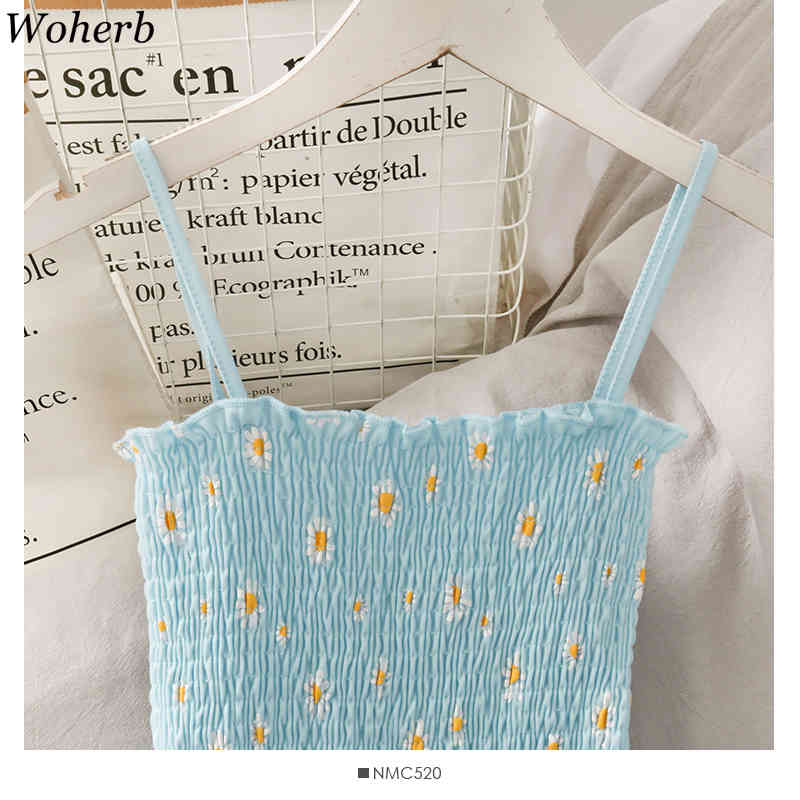 Dresses for Women Print Gauze Sling Vestidos Korean Fashion Summer Robe Slim Waist Ruffles Pleated Dress Woman 94933 210422