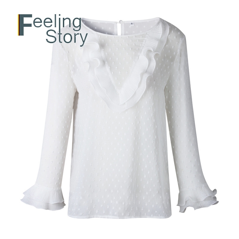 Casual Ruffles Lace Polka Dot Blouse Summer White Tops Blouses for Women Solid Chiffon O Neck Shirt Long Sleeve Ladies Blusas 210603
Casual Ruffles Lace Polka Dot Blouse Summer White Tops Blouses for Women Solid Chiffon O Neck Shirt Long Sleeve Ladies Blusas 210603