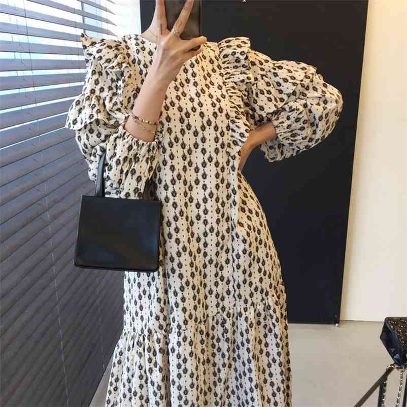 Lady Spring Elegant Print Casual Mid-calf Dress Long Sleeve Ruffles Vestidos Female chic O-neck High Waist Clothes 210517, White
Lady Spring Elegant Print Casual Mid-calf Dress Long Sleeve Ruffles Vestidos Female chic O-neck High Waist Clothes 210517, White