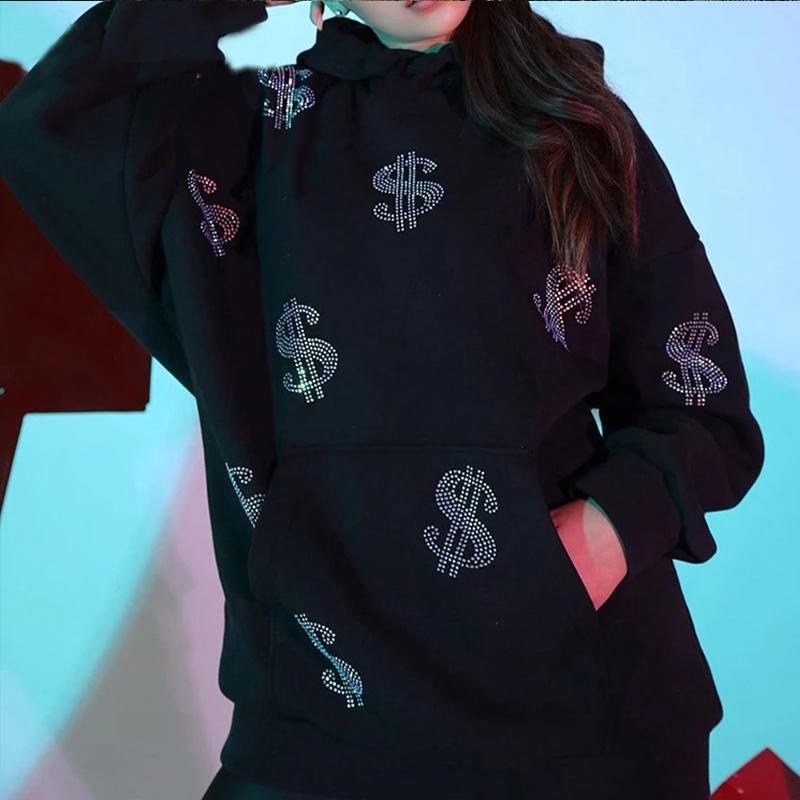 Women's Hoodies & Sweatshirts Grunge Punk Y2K Dollar Print Rhinestone Long Streetwear E-girl Oversize Hooded Big Pockets Black Sweats Gothic
Women's Hoodies & Sweatshirts Grunge Punk Y2K Dollar Print Rhinestone Long Streetwear E-girl Oversize Hooded Big Pockets Black Sweats Gothic