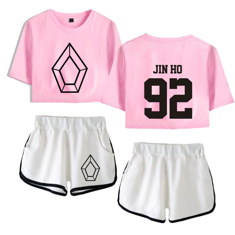 Arrive Pentagon Exposed Navel Pink T Shirt+white Shorts Women's Two-piece Sets Fashion Summer Casual Girl's Tracksuits, Gray
Arrive Pentagon Exposed Navel Pink T Shirt+white Shorts Women's Two-piece Sets Fashion Summer Casual Girl's Tracksuits, Gray