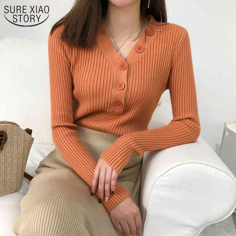Sweet Sweater Cardigan Women Long Sleeve Sweaters Solid 10 Colors V-neck Button Autumn and Winter Gentle Women's Knitwear 10807 210506