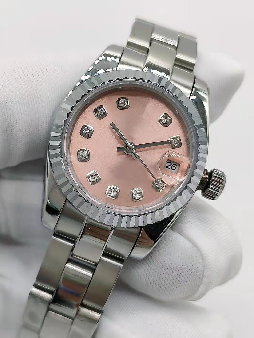 High quality fashion womens watch Mechanical automatic 26MM Diamond bezel Sapphire Ladies dress watches Stainless steel bracelet 15Wristwatch, 003
High quality fashion womens watch Mechanical automatic 26MM Diamond bezel Sapphire Ladies dress watches Stainless steel bracelet 15Wristwatch, 003
