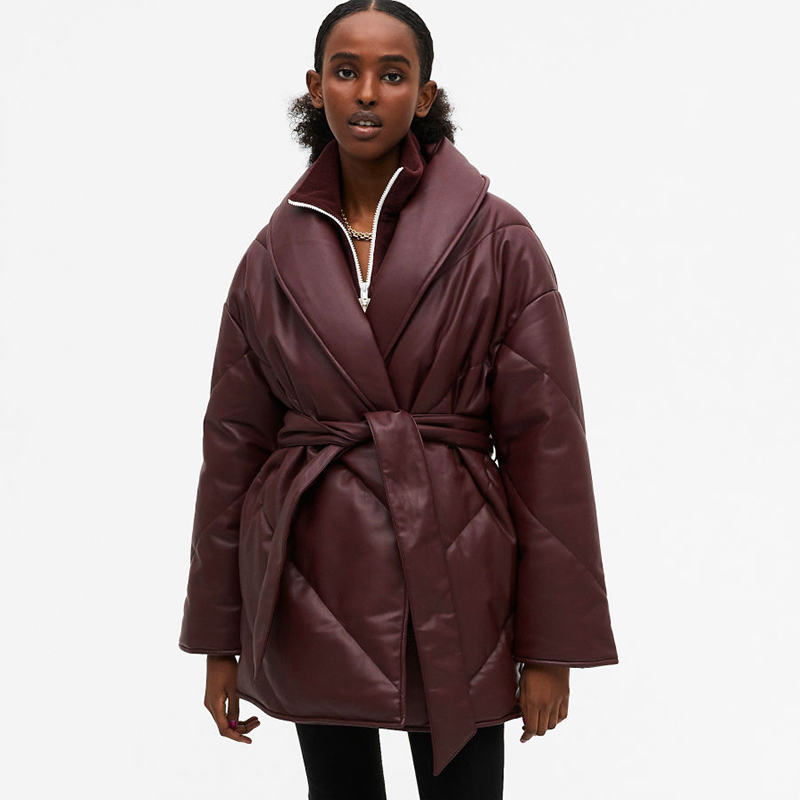 Malina Autumn Winter Parkas Women Fashion Loose Solid PU Leather Coats Women Elegant Tie Belt Cotton Jaets Female Ladies, Burgundy
Malina Autumn Winter Parkas Women Fashion Loose Solid PU Leather Coats Women Elegant Tie Belt Cotton Jaets Female Ladies, Burgundy