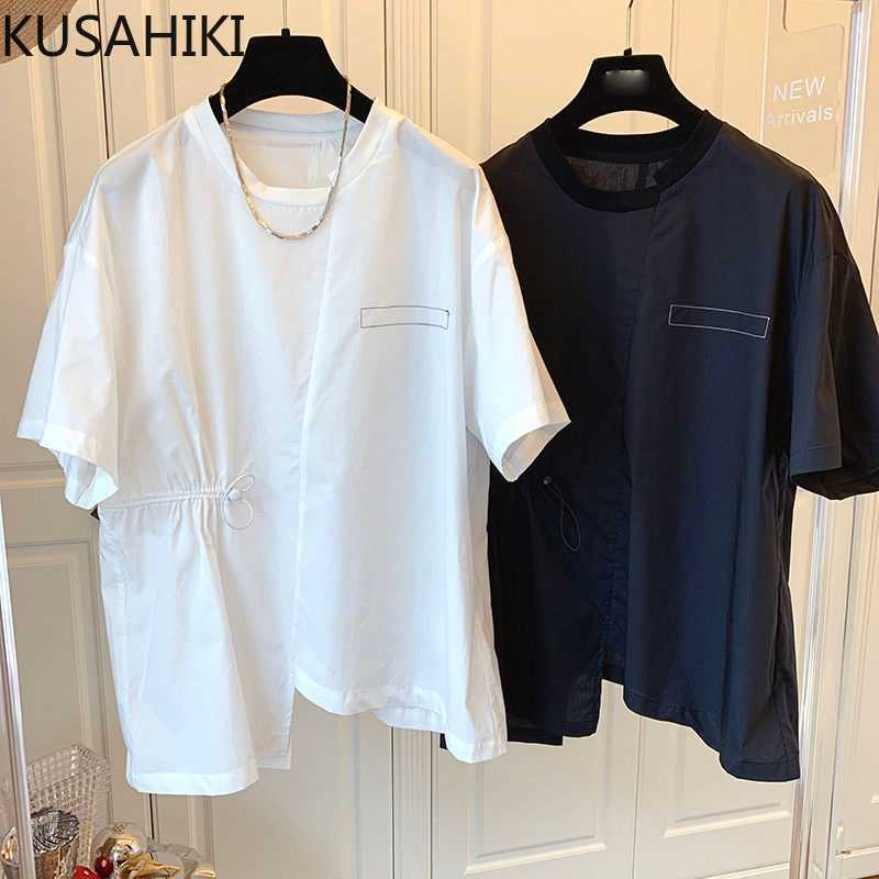 KUSAHIKI Womens Tops Korean Shirring Irregular Causal Blouses Summer Short Sleeve O-neck Korean Blusas Shirt 6J440 210602, Black
KUSAHIKI Womens Tops Korean Shirring Irregular Causal Blouses Summer Short Sleeve O-neck Korean Blusas Shirt 6J440 210602, Black