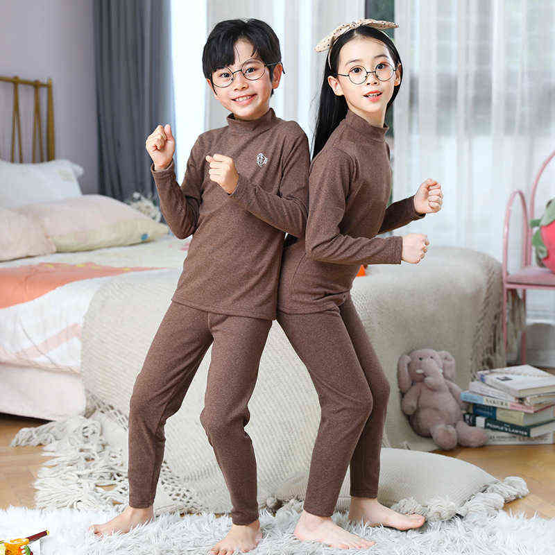 Thermal Underwear for Boys Girls Winter Warm Suit Cation Constant Temperature Children Thermo Set Soft Kids Pajamas 211130