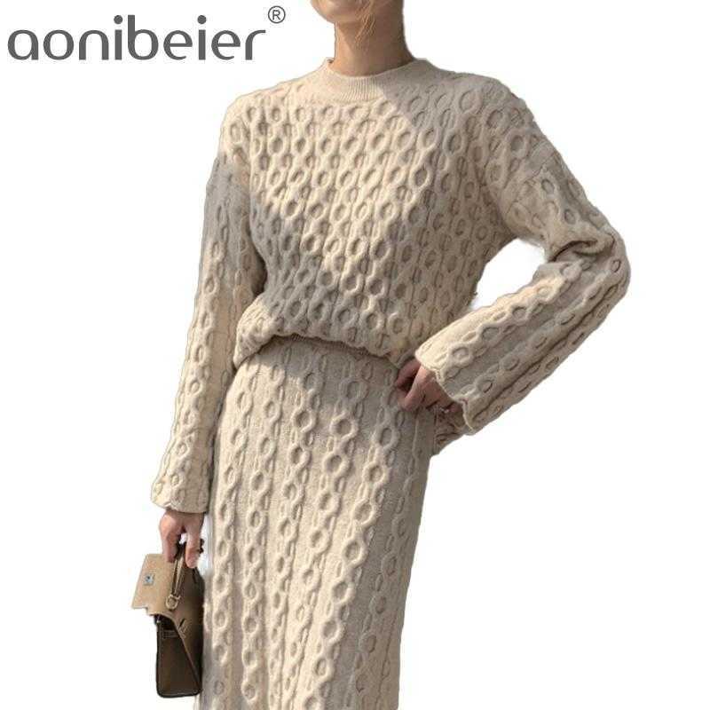 Casual Style Female Set O-Neck Full Sleeve Loose Pullover Long Mid Calf Length Two Pieces Skirt For Women 210604, White
Casual Style Female Set O-Neck Full Sleeve Loose Pullover Long Mid Calf Length Two Pieces Skirt For Women 210604, White