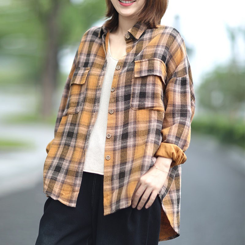 Johnature Autumn Leisure Retro Plaid Turn-down Collar Long Sleeve Irregular Shirt Loose Comfortable All-match Women Top 210521, Fuchsia
Johnature Autumn Leisure Retro Plaid Turn-down Collar Long Sleeve Irregular Shirt Loose Comfortable All-match Women Top 210521, Fuchsia