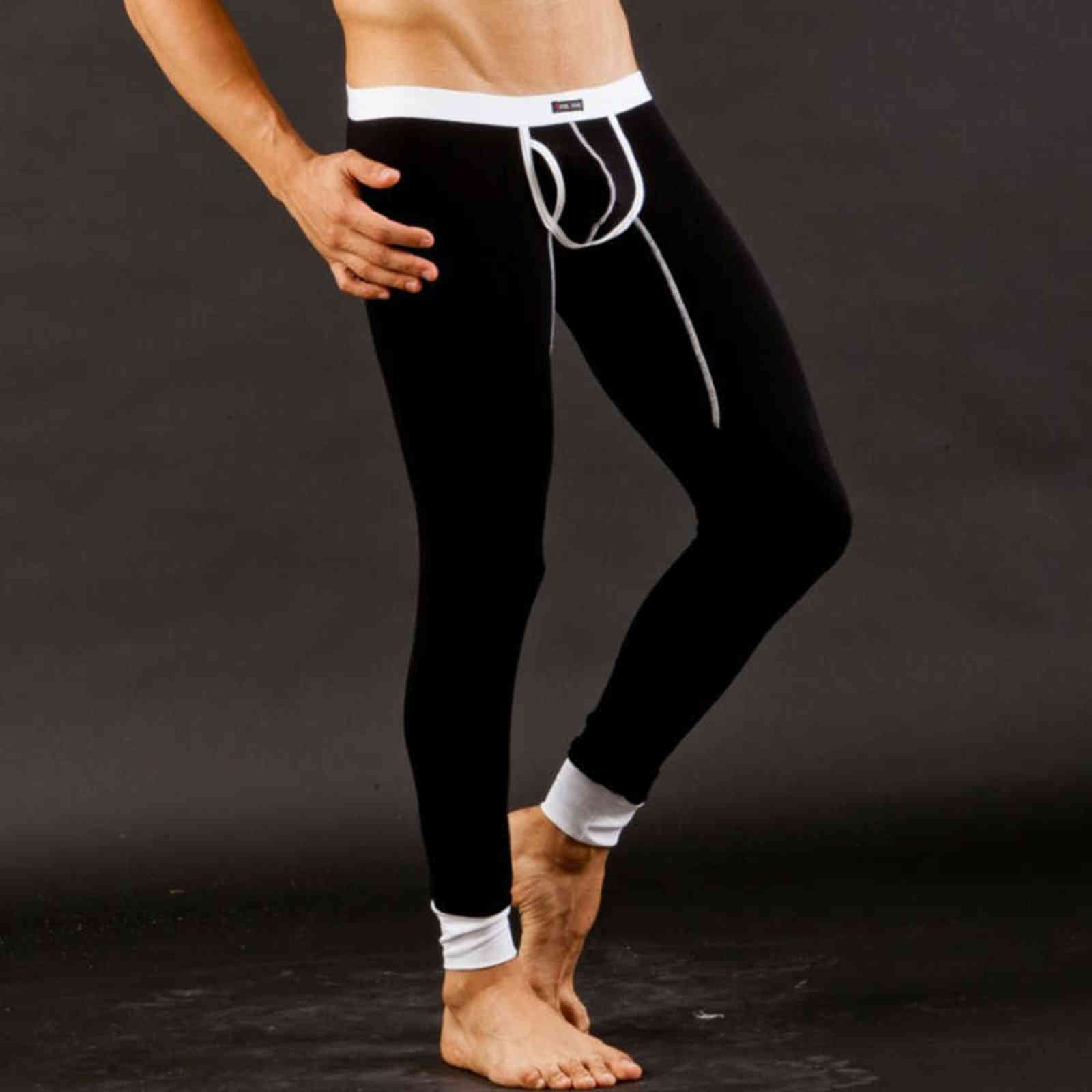 Men's Sexy Bulge Pouch Low Rise Underwear Long Johns Autumn Winter Thermal Leggings Pants Modal Men Trousers Sleepwear 211110wtt