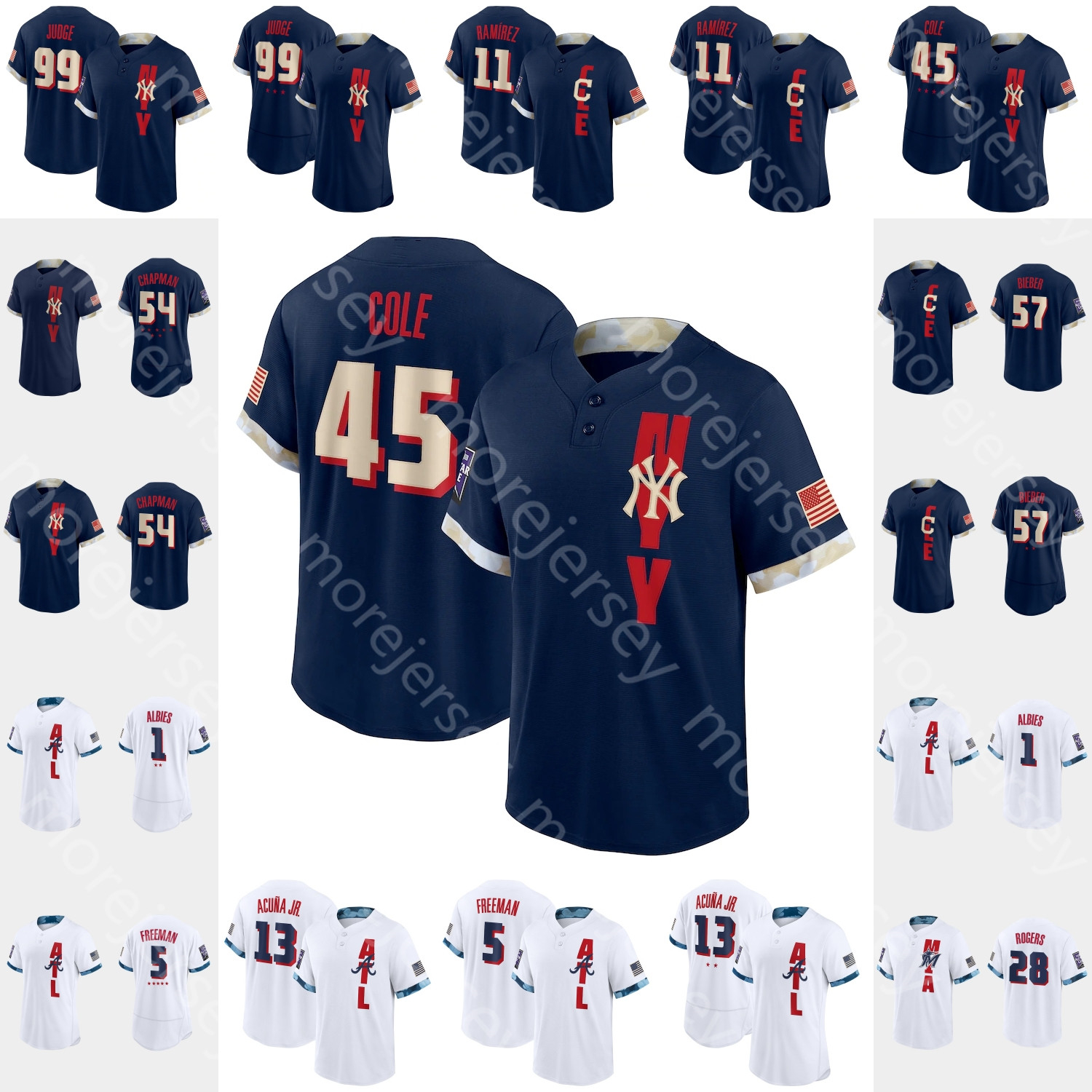 2021 All-Star Jersey Aaron Judge Aroldis Chapman Freddie Freeman Gerrit Cole Jose Ramirez Ozzie Albies Ronald Acuna Jr. Shane Bieber Trevor, Blue;black
2021 All-Star Jersey Aaron Judge Aroldis Chapman Freddie Freeman Gerrit Cole Jose Ramirez Ozzie Albies Ronald Acuna Jr. Shane Bieber Trevor, Blue;black