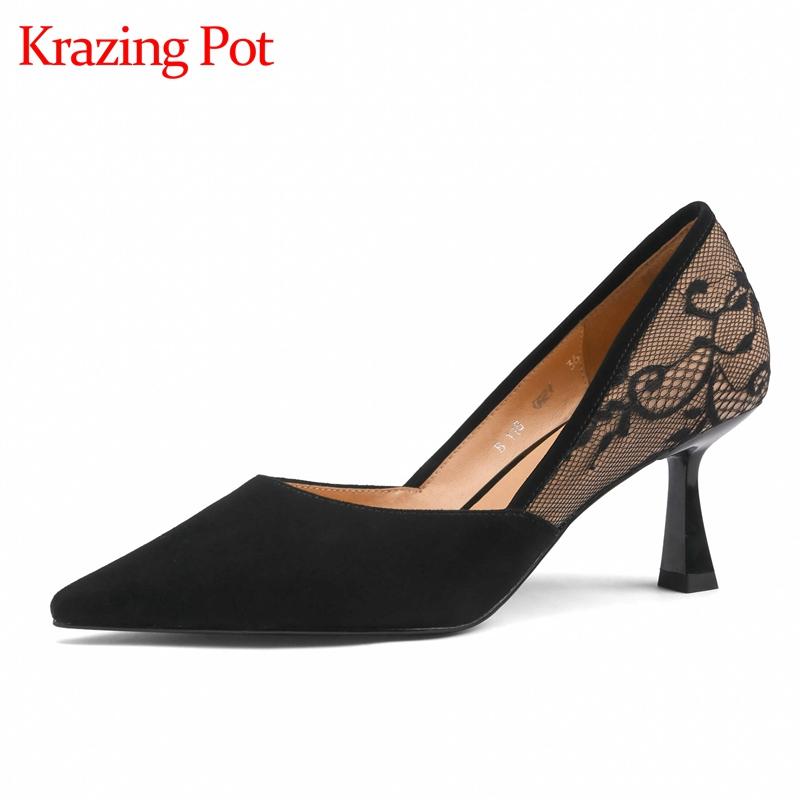 Dress Shoes Krazing Pot Spring Mesh Embroidered Ins Party Sexy Pointed Toe Shallow Thin High Heels Mature Sheep Suede Women Pumps L51, Apricot
Dress Shoes Krazing Pot Spring Mesh Embroidered Ins Party Sexy Pointed Toe Shallow Thin High Heels Mature Sheep Suede Women Pumps L51, Apricot
