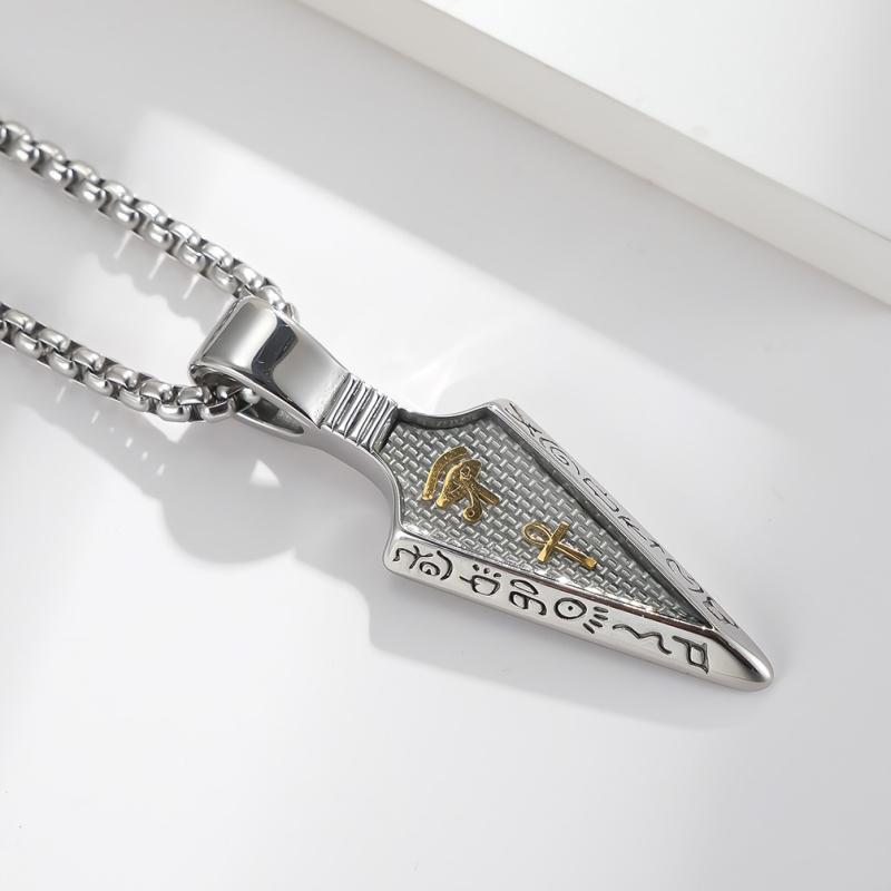 Cool Eye of Horus Anka Spearhead Pendant Stainless Steel Necklaces Jewelry for Gift