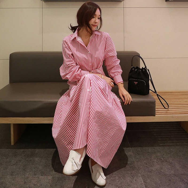 Spring and Summer Elegant Women Dress Long Striped Shirt Loose Large Size Tether 210615, Khaki
Spring and Summer Elegant Women Dress Long Striped Shirt Loose Large Size Tether 210615, Khaki