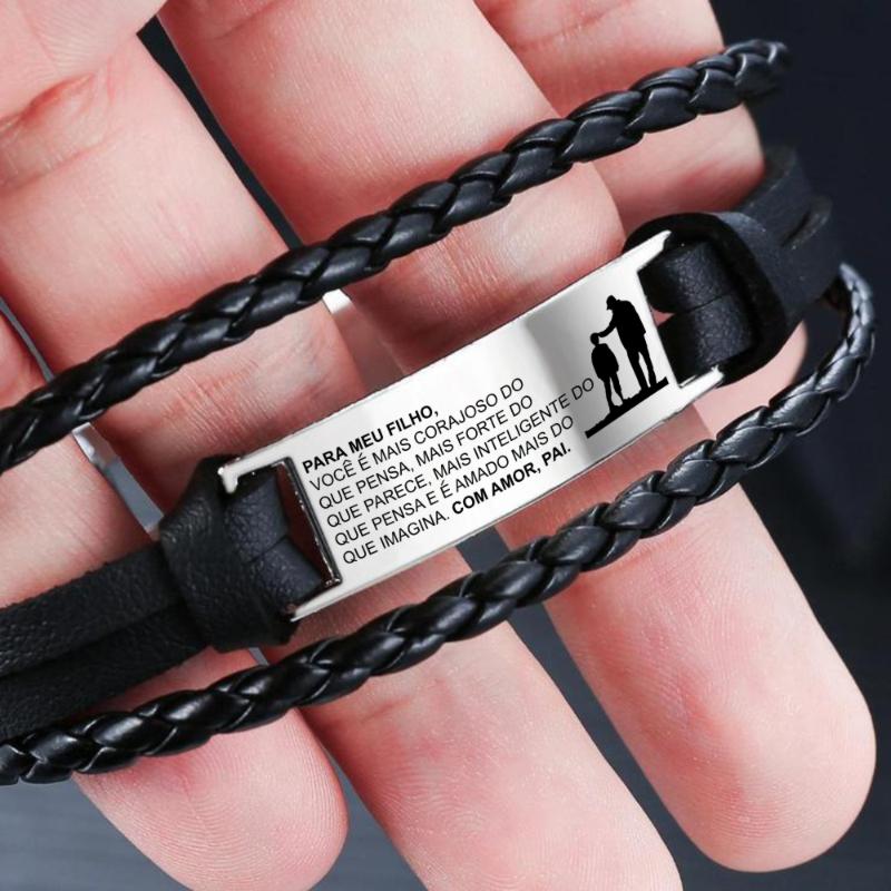 Charm Bracelets Español Spanish Português Portuguese To My Son FILHO From Daddy PAL Hand-Woven Bracelet Laser Christmas Gift Stainless Brace
Charm Bracelets Español Spanish Português Portuguese To My Son FILHO From Daddy PAL Hand-Woven Bracelet Laser Christmas Gift Stainless Brace