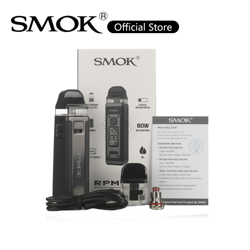 SMOK RPM 4 Pod Kit 60W Mod Built-in 1650mAh Battery with 5ml RPM4 Cartridge LP2 Coil Stepless Airflow Control Vapor Device 100% Original, Silver red
SMOK RPM 4 Pod Kit 60W Mod Built-in 1650mAh Battery with 5ml RPM4 Cartridge LP2 Coil Stepless Airflow Control Vapor Device 100% Original, Silver red