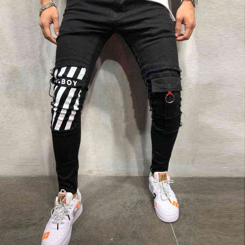 Spijkerbroeken Heren Loose Pants Men Pantalon Large Ripped Flare Jeans Elastic Bell Bottom Flared Mens Man 211111