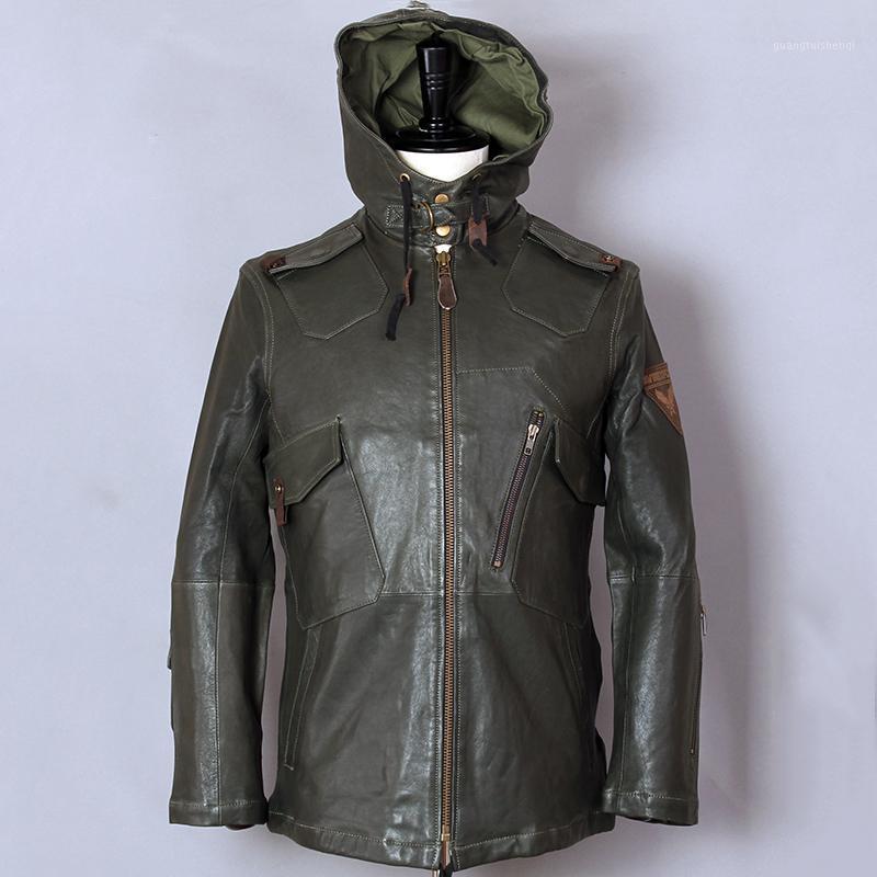 Fashion AVIREX Hooded Genuine Leather Jacket Men Green Sheepskin Flight Pilot Windbreaker Slim Casual Coat Men' & Faux, Black
Fashion AVIREX Hooded Genuine Leather Jacket Men Green Sheepskin Flight Pilot Windbreaker Slim Casual Coat Men' & Faux, Black