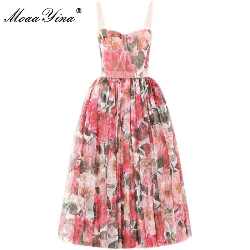 Fashion Designer Summer Vintage Vacation Dress Women's Spaghetti Strap Floral prin High waist Mesh Midi 210524, Mixed color
Fashion Designer Summer Vintage Vacation Dress Women's Spaghetti Strap Floral prin High waist Mesh Midi 210524, Mixed color
