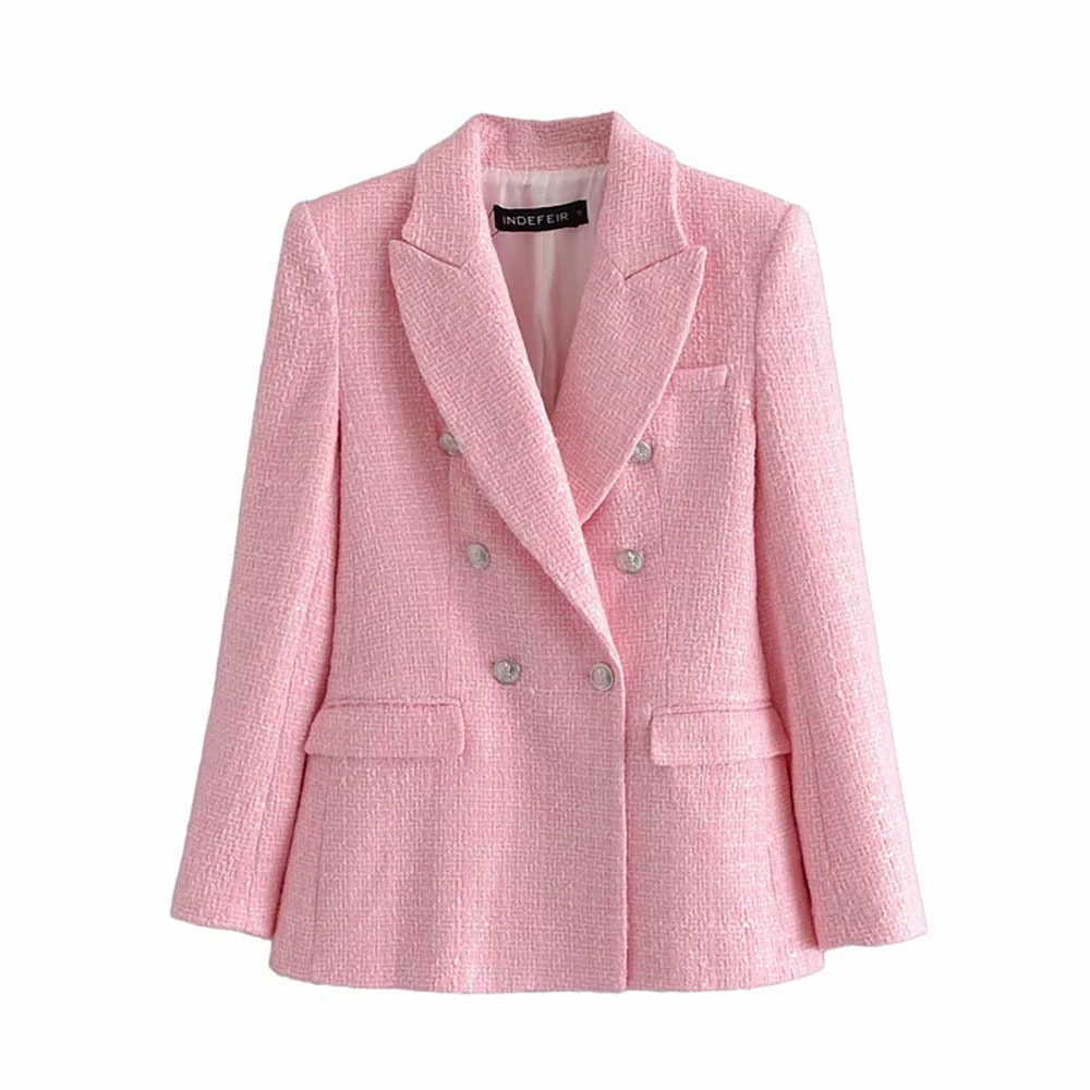 BBWM Za Women Fashion Double Breasted Casual Pink Tweed Blazer Coat Female Business Work Office Lady Plus Size 210520
BBWM Za Women Fashion Double Breasted Casual Pink Tweed Blazer Coat Female Business Work Office Lady Plus Size 210520