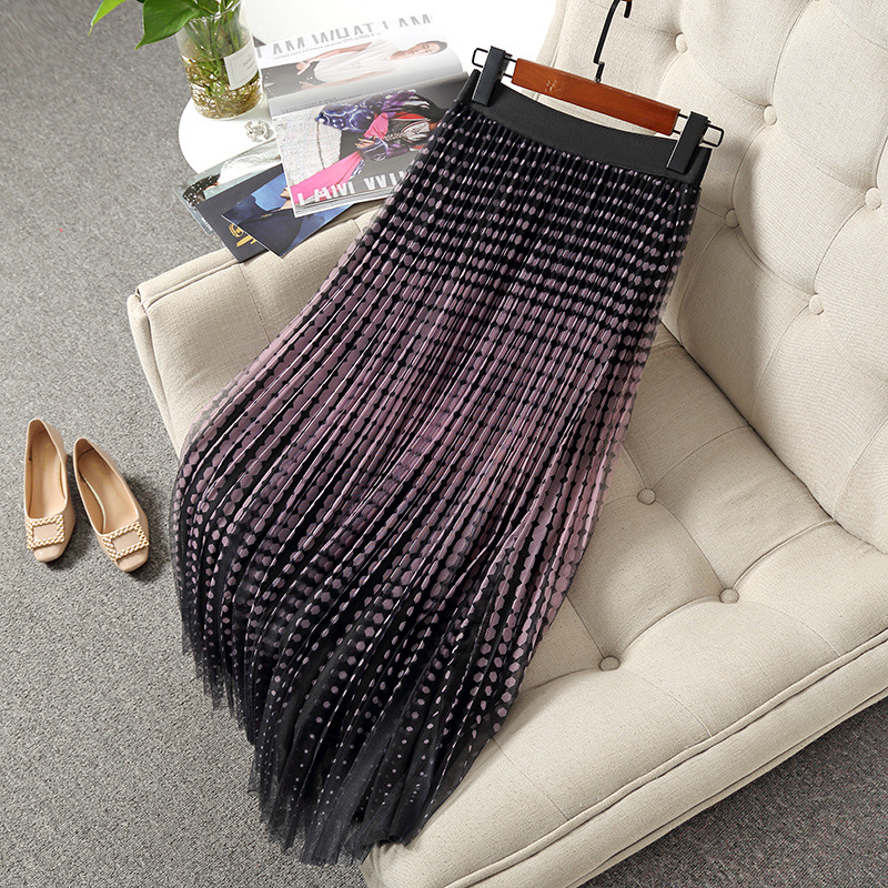 2021 Fall Winter Elastic Waist Pink / Wine / Gray Beige Chocolate Retro Polka Dot Tulle Pleated Panelled Mid-Calf A-Line Skirt 21G1221080312, Black
2021 Fall Winter Elastic Waist Pink / Wine / Gray Beige Chocolate Retro Polka Dot Tulle Pleated Panelled Mid-Calf A-Line Skirt 21G1221080312, Black