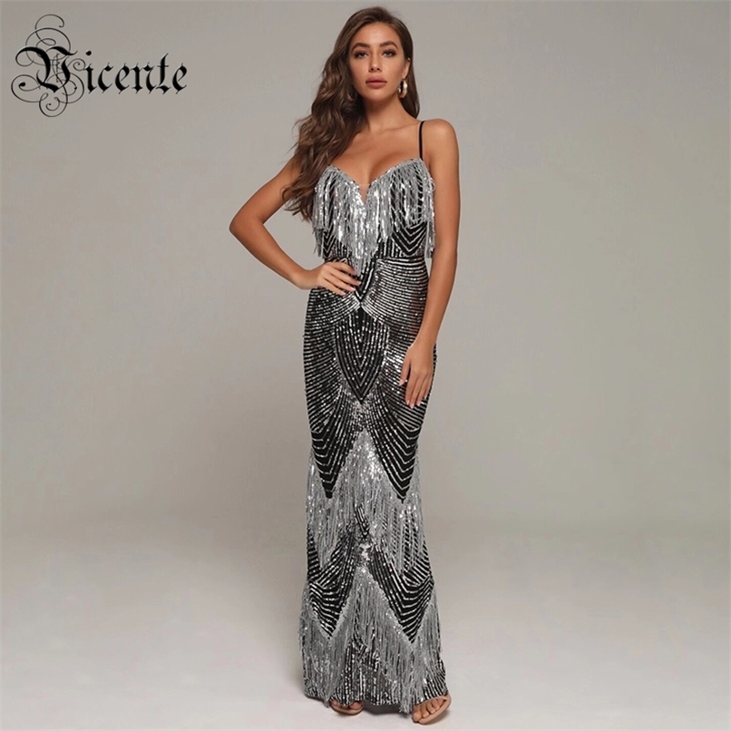 Chic Sequins Tassels Design Sexy V Neck Sleeveless Celebrity Party Club Maxi Long Slip Dress 210520, Silver
Chic Sequins Tassels Design Sexy V Neck Sleeveless Celebrity Party Club Maxi Long Slip Dress 210520, Silver