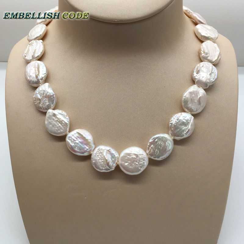 18mm Bead Unusual Baroque Choker Statement Necklace White Color Round Coin Flat Shape Natural Freshwater Pearls Fold Face 58cm
18mm Bead Unusual Baroque Choker Statement Necklace White Color Round Coin Flat Shape Natural Freshwater Pearls Fold Face 58cm