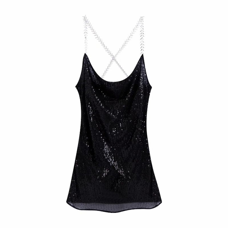 Women Sequin Embroidery Suspender Mini Dress Female Sleeveless Clothes Casual Lady Loose Vestido D6969 210430Z