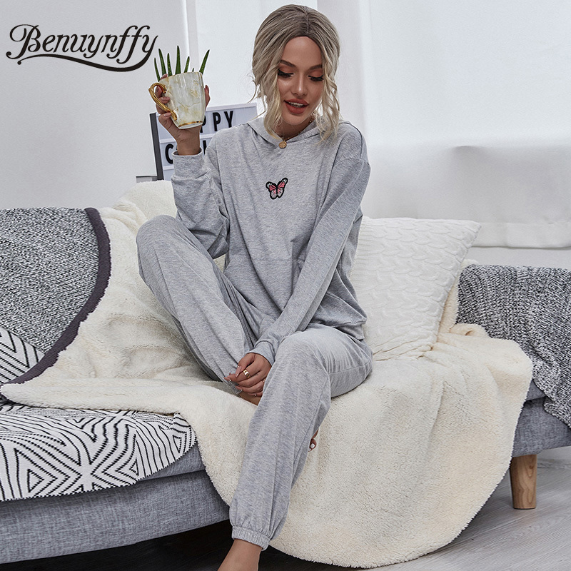 Autumn Winter Casual Korean Tracksuit Women 2 Piece Set Double Pocket Hoodie and Drawstring Pants Two Sportwear 210510