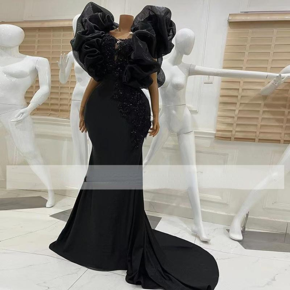 2022 Black Prom Dress Mermaid for African Short Sleeves Sequins Sparkly Robe De Soirée Femme Formal Evening Gowns
2022 Black Prom Dress Mermaid for African Short Sleeves Sequins Sparkly Robe De Soirée Femme Formal Evening Gowns